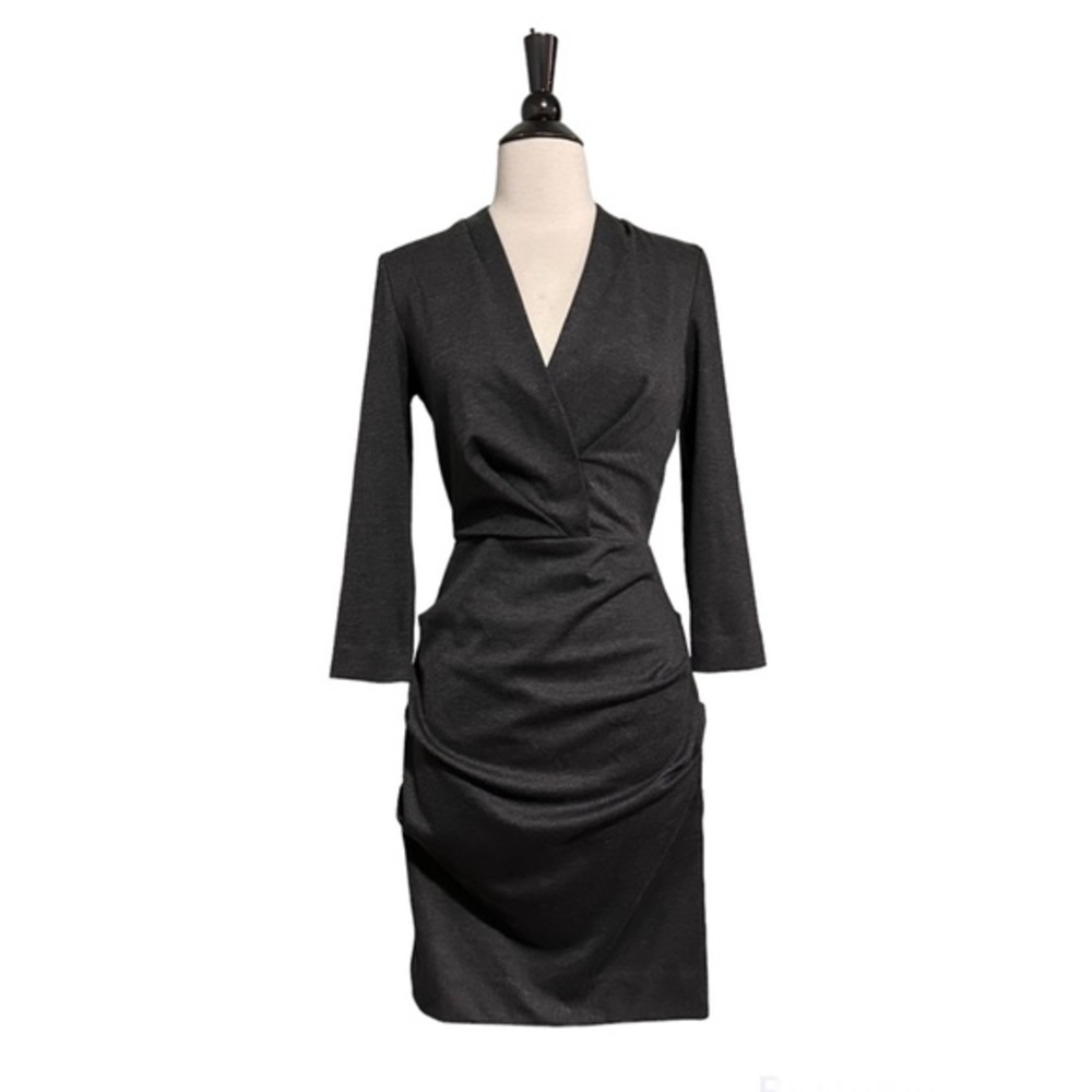 Nicole Miller Artelier Faux Wrap Ruched Dress Small